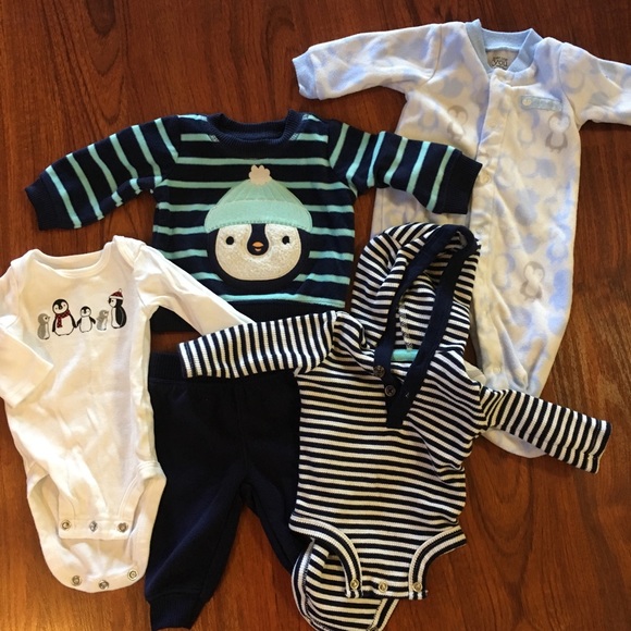 Carter S Matching Sets Lot Of 5 Pcs Carters Baby Boy Penguin Clothes